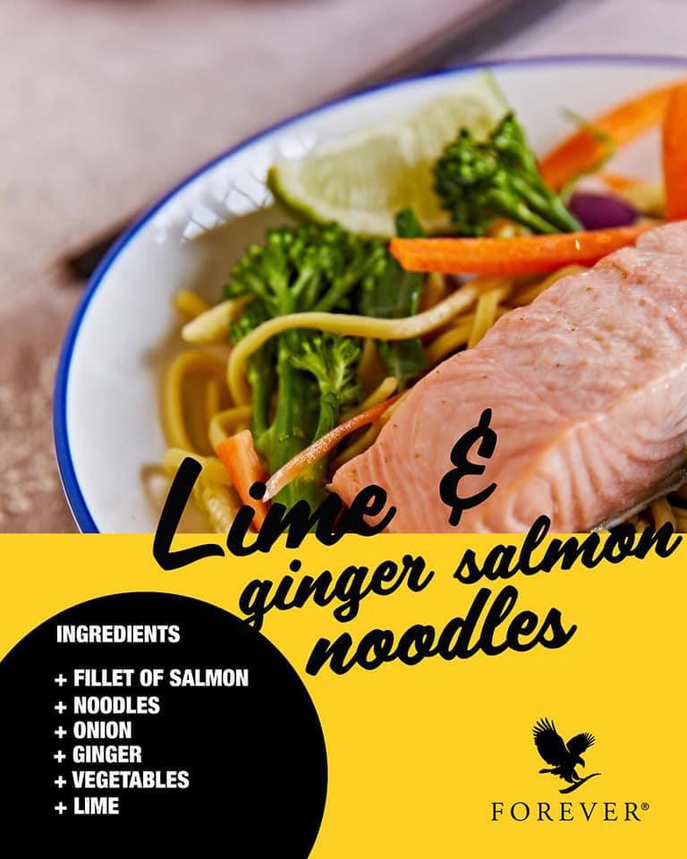 lime and ginger salmon noodles C9 cleanse recipe